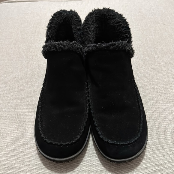 Minnetonka Pull On “Taren”Leather Booties-Sz 9-Black-Berber Lining - Picture 4 of 15